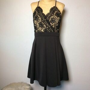 Francesca's Collections Black Fit and Flare Lace Short Dress NWT
